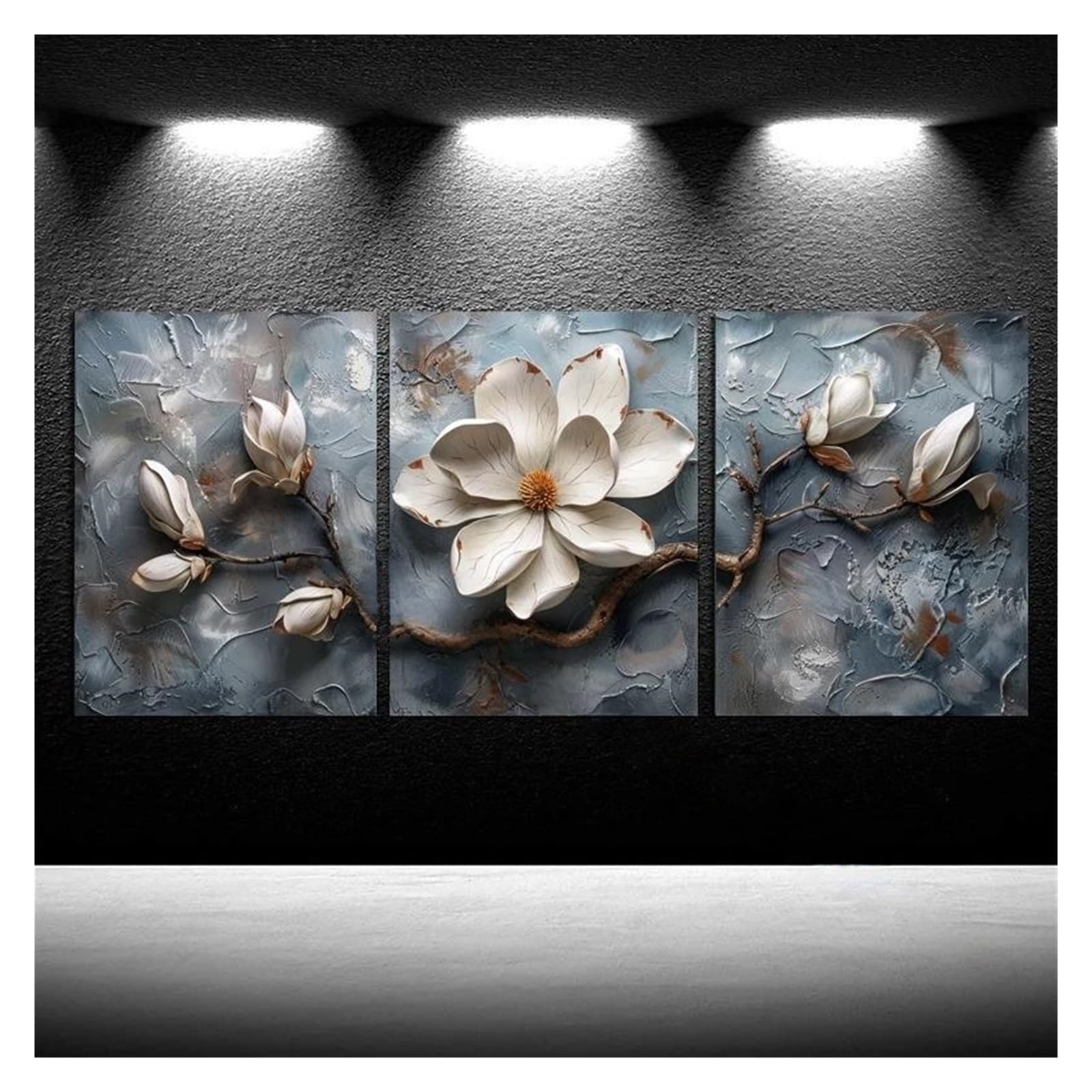 Byambd J Aesthetic Pictures No Frame Poster 3Pcs Magnolia Flowers Canvas Painting Home Decoration,Abstract Blooming Flora Painting(,30X40cm)