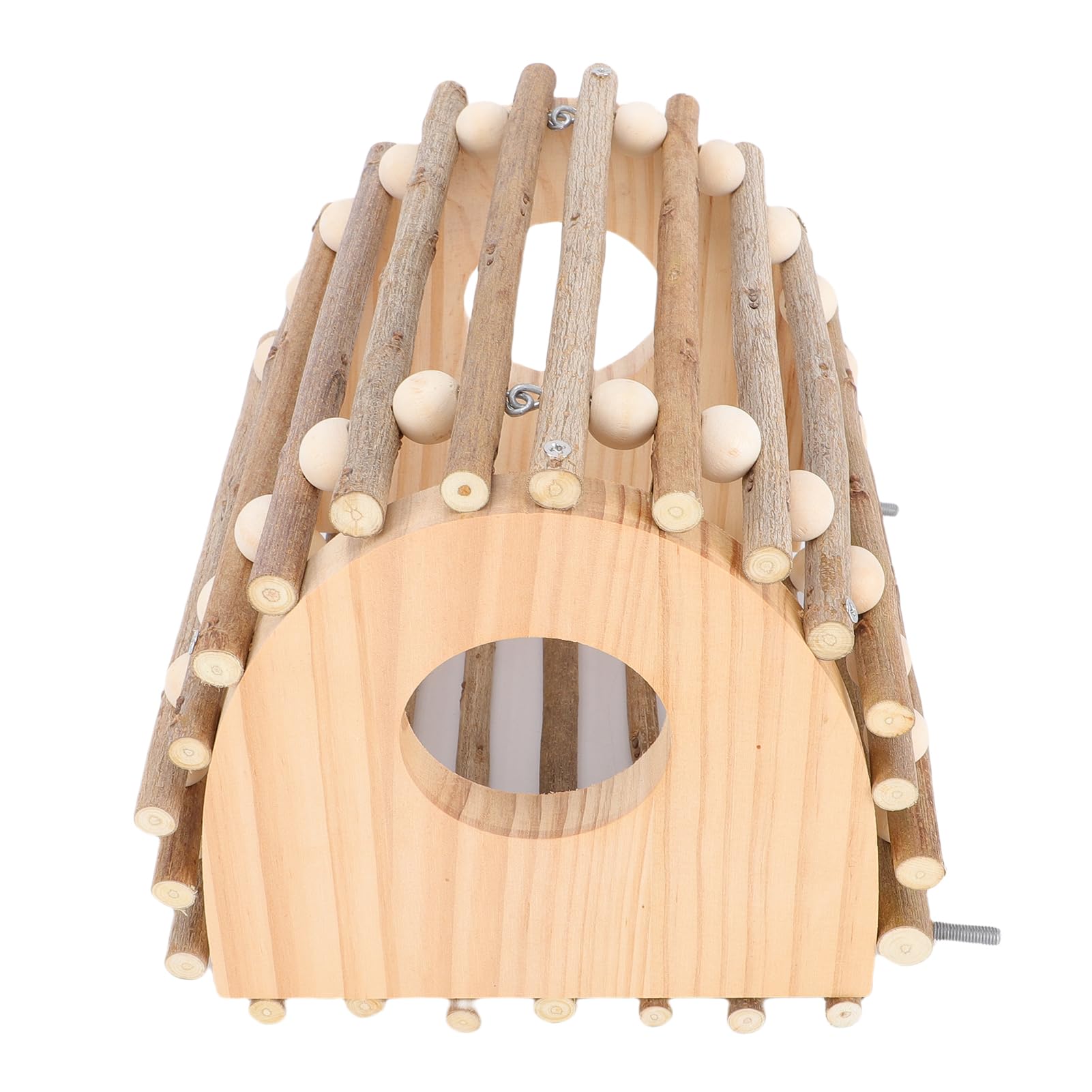 SIXRUN Jaula para Pájaros, Juguete de Escalada, Juguete Multifuncional para Loros, para Juego Activo y Ejercicio, Madera de Pino, 20x20cm