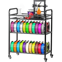 VEVOR 3D Printer Filament Storage Rack, 4 Tier Heavy Duty Storage Shelf, Rolling Filament Spool Holders Racks with Wheels, Filaments Organzied for 3D Printing Station, Office, Workshop Shelf Only