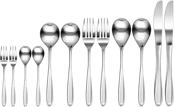 Kai Corporation Dinner Cutlery, Set of 6, 12, Dishwasher and Dryer Safe, Serves 2, Spoon, Fork, Knife, Stainless Steel