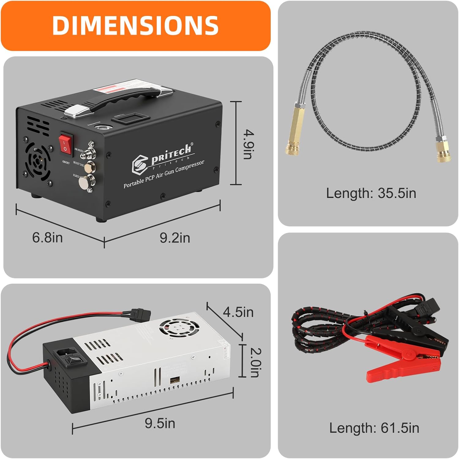 TW03 PCP Air Compressor,Portable 4500Psi/30Mpa,Water/Oil-Free,PCP Rifle/Pistol and Paintball Tank Air Pump, (110V AC or 12V Car Battery) with Power Converter and Oil-Moisture Filter