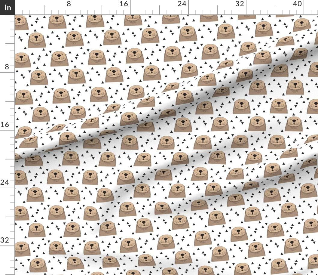 Spoonflower Fabric - Brown Otters White Otter Cute Animal Animals Nursery Print River Printed on Petal Signature Cotton Fabric by The Yard - Sewing Quilting Apparel Crafts Decor