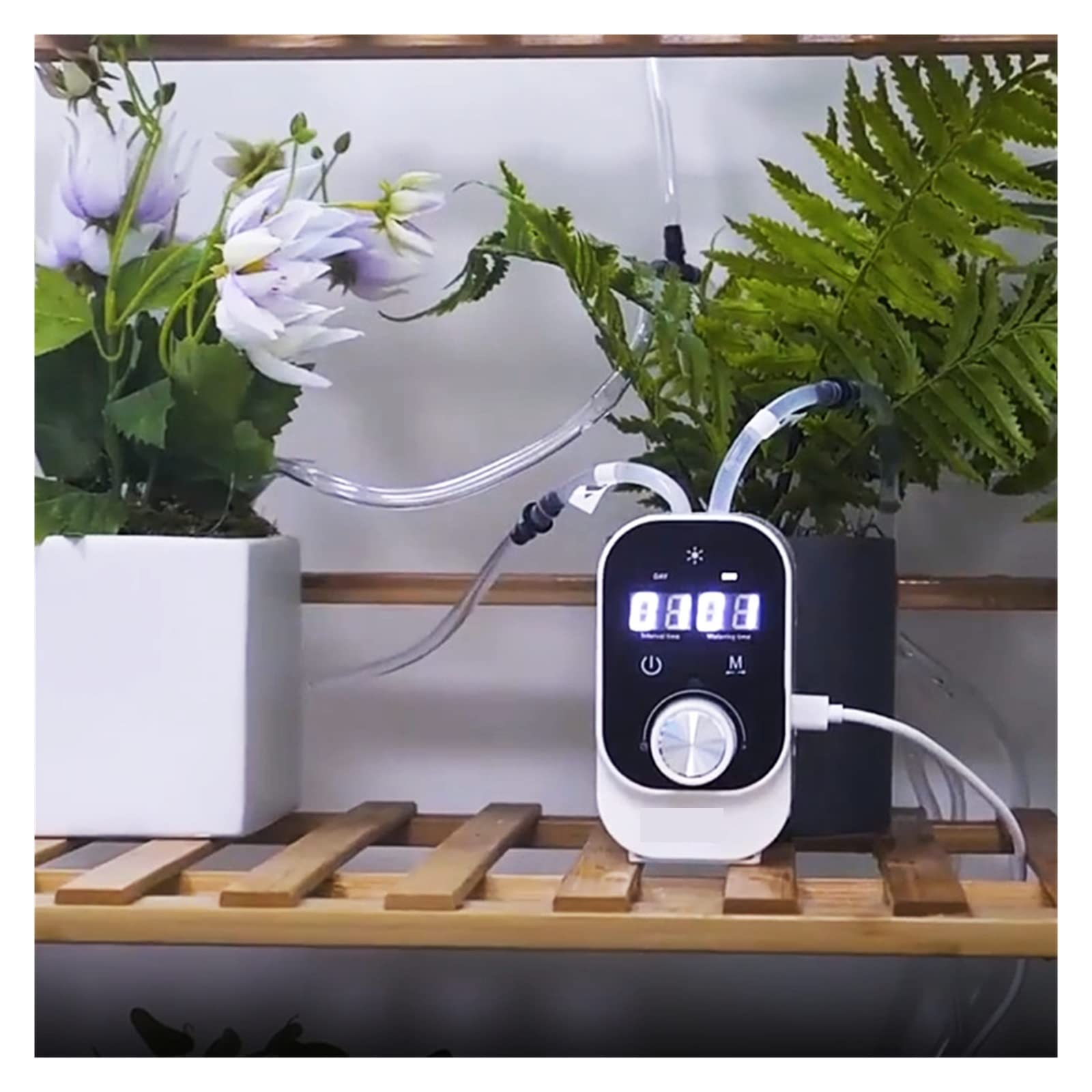 Kit di irrigazione a goccia automatica Giardino domestico Dispositivo di annaffiatura intelligente di irrigazione automatica del goccio per Piante in Vaso da Esterno per Giardino e Balco(Color:Waterin