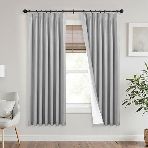 Miniatura 43 de Mrs.Naturall Cortinas Opacas Beige Crema de 96 Pulgadas de Largo Juego de 2 Paneles, 8 Pies 8 Pies Cortinas Plisadas Pinzadas Oscurecedoras de Beige