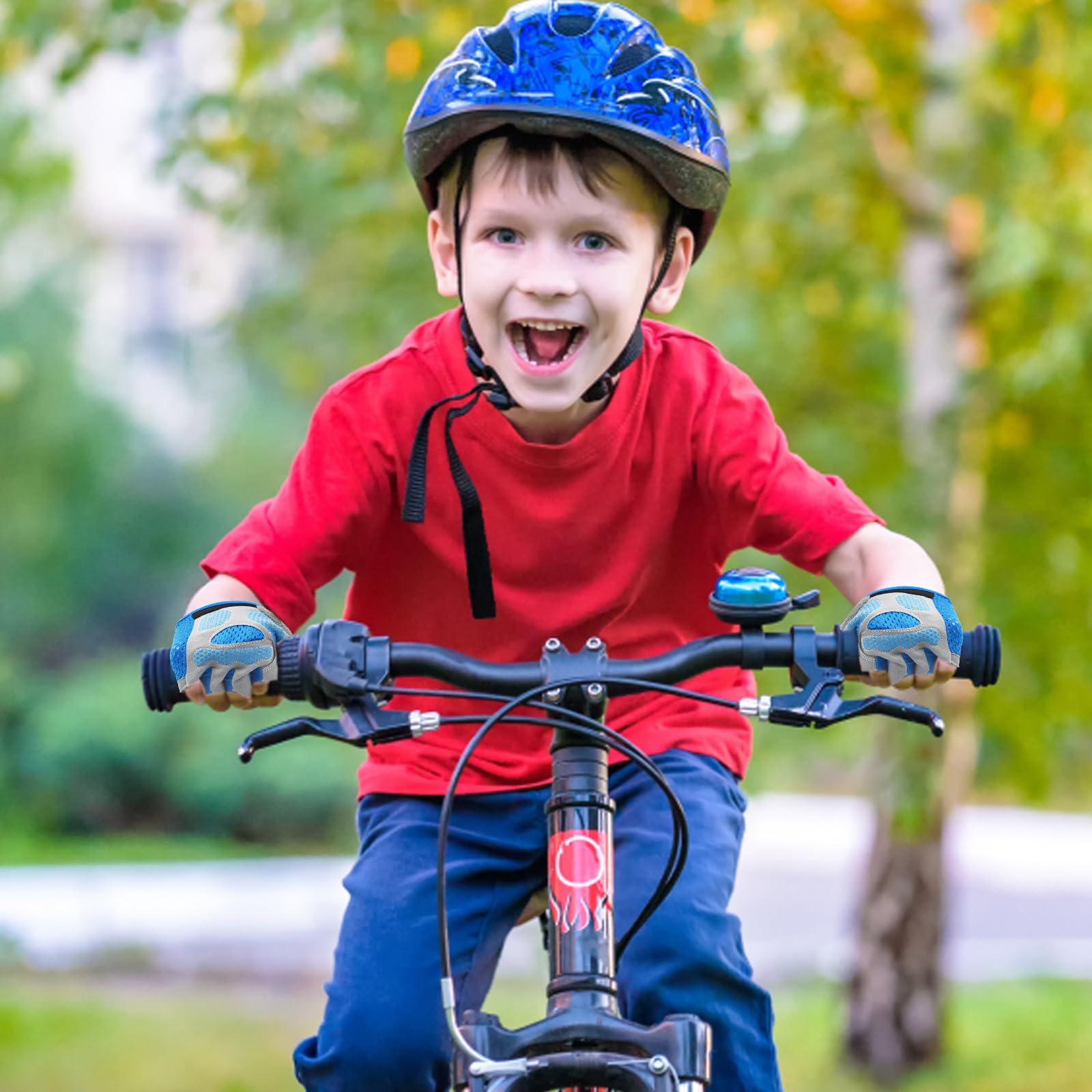Zomerse kinderen fietshandschoenen met halve vingers, antislip