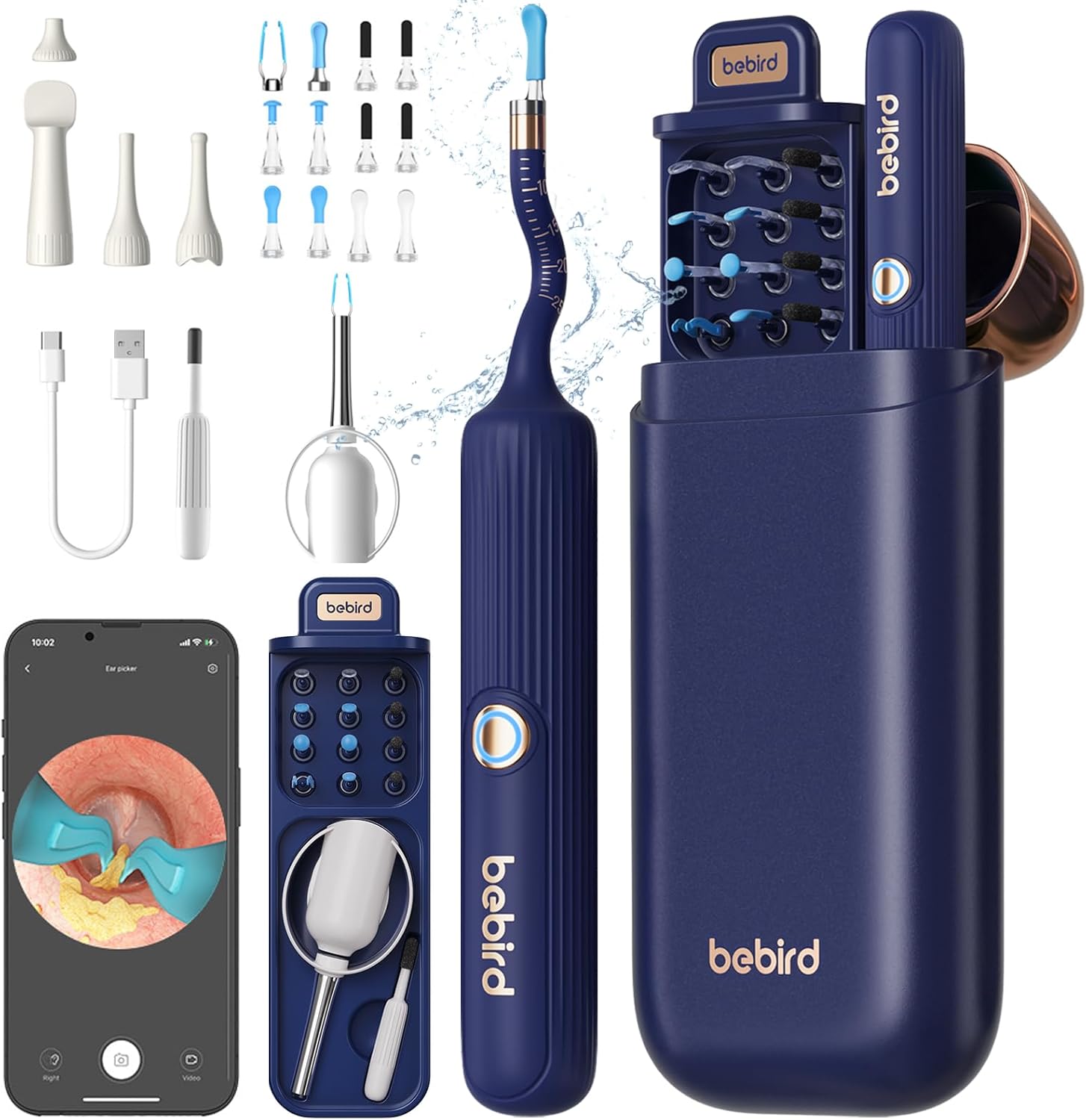 BEBIRD Ear Wax Removal Tool Camera, Visual Earwax Cleaner with Cleaning Kit as Spade/Spoon/Pick/Tweezer Clean Ears for Family, Ear-Scope Otoscope Wireless WiFi Connect
