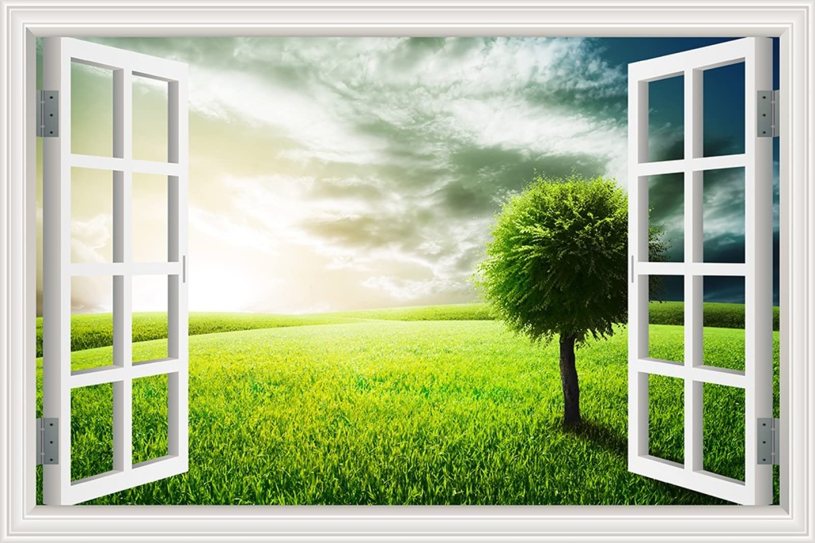 Sticker mural chambre adulte motif nuages arbres amovible 90 x 60 cm