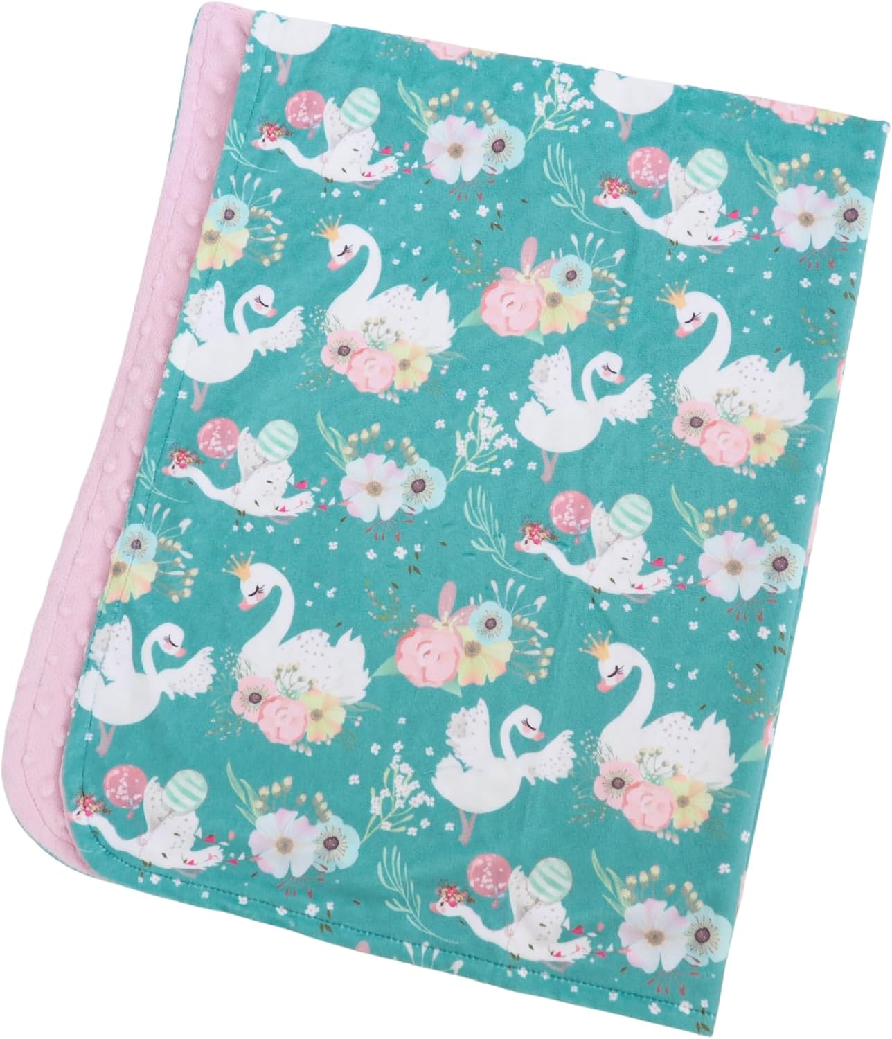 Honey Lemonade - Premium Soft Plush Lightweight Minky Dot Toddler Baby Blanket for Newborn 30"x40" - Soft Baby Blanket for Boys and Girls - (Swans) Unisex