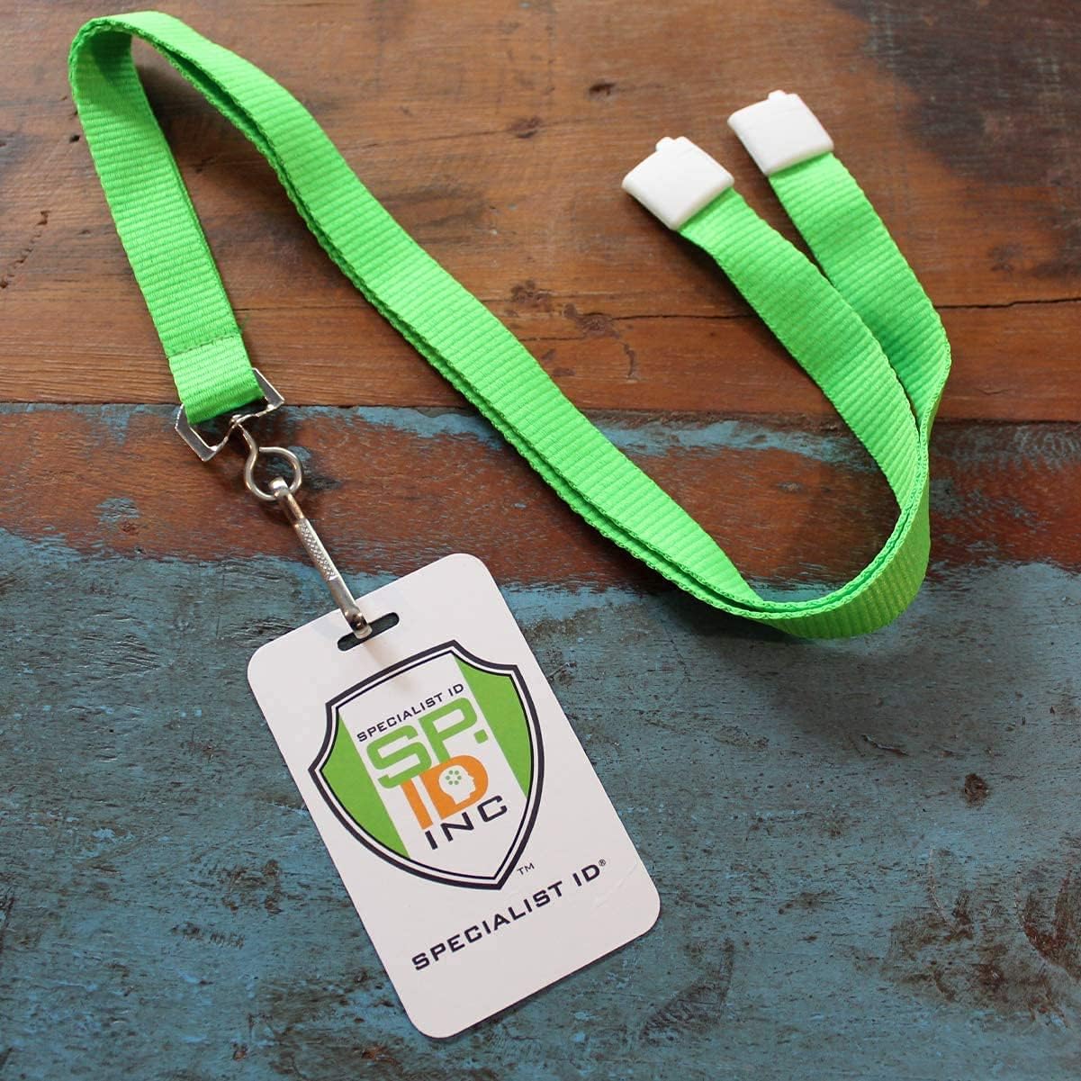 Specialist ID Bulk 25 Pack - Bright Wide Lanyards for Name Badges with Safety Breakaway Neck Clasp & ID Badge Holder J Clip - High Visibility Neon for Name Tag, Keys, Cruise, Student ID (Neon Green)