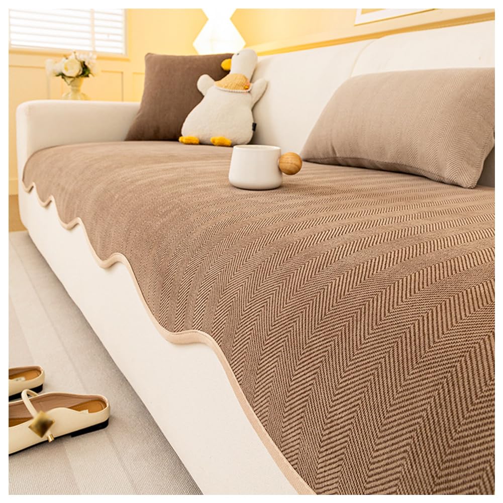 SPXMQSS Couch Covers for Sectional Sofa, Chenille Couch Seat Covers, Super Soft Sofa Slipcover 1/2/3/4 Seater Universal Non-Slip Corner Sofa Cover D 110x160cm