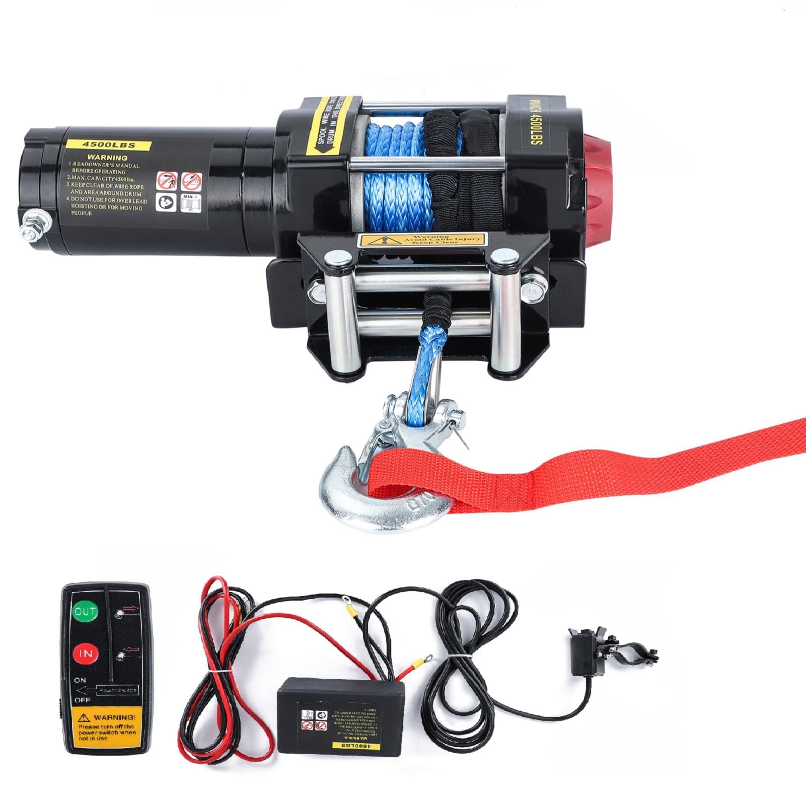 Trintion Elektrische Seilwinde 12V 4500LBS 13M Elektrische Winde Motorwinde Seilzug Elektrowinde mit Funkfernbedienung und Handschalter für mittelgroße große SUVs LKWs und sogar Yachten