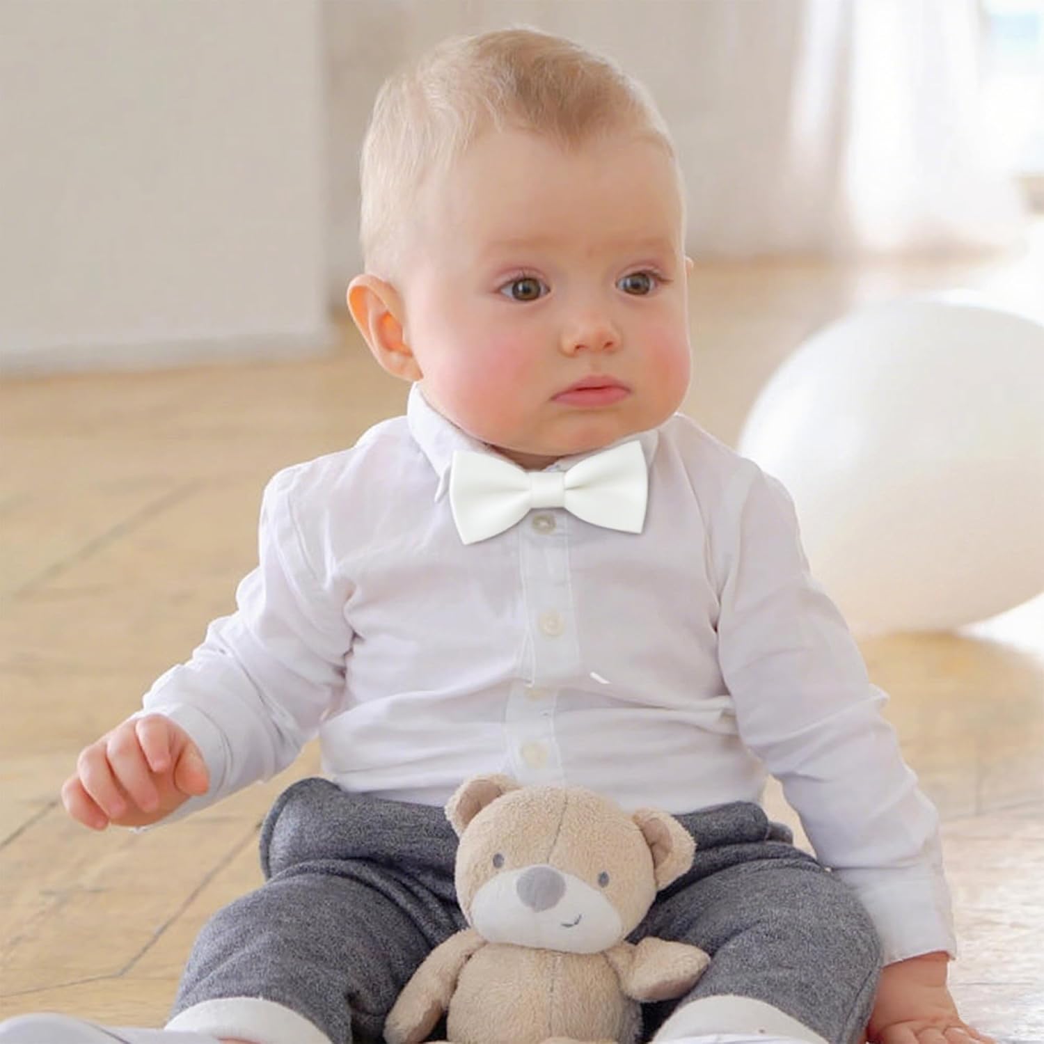 Adjustable Kids Bow Tie Boys Solid Color Bowtie Pre-Tied Baby Toddler Bow Tie for Birthday Wedding Party Dress Up