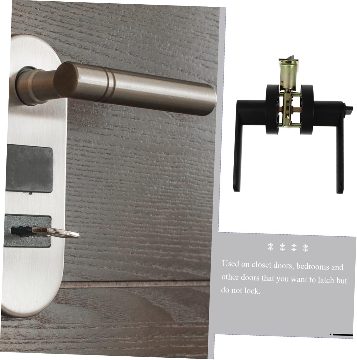 LIFKOME Privacy Door Lever Lock Set Black 3-Rod Interior Door Handle for Bedroom and Bathroom Keyless Entry and Secure Locking Mechanism