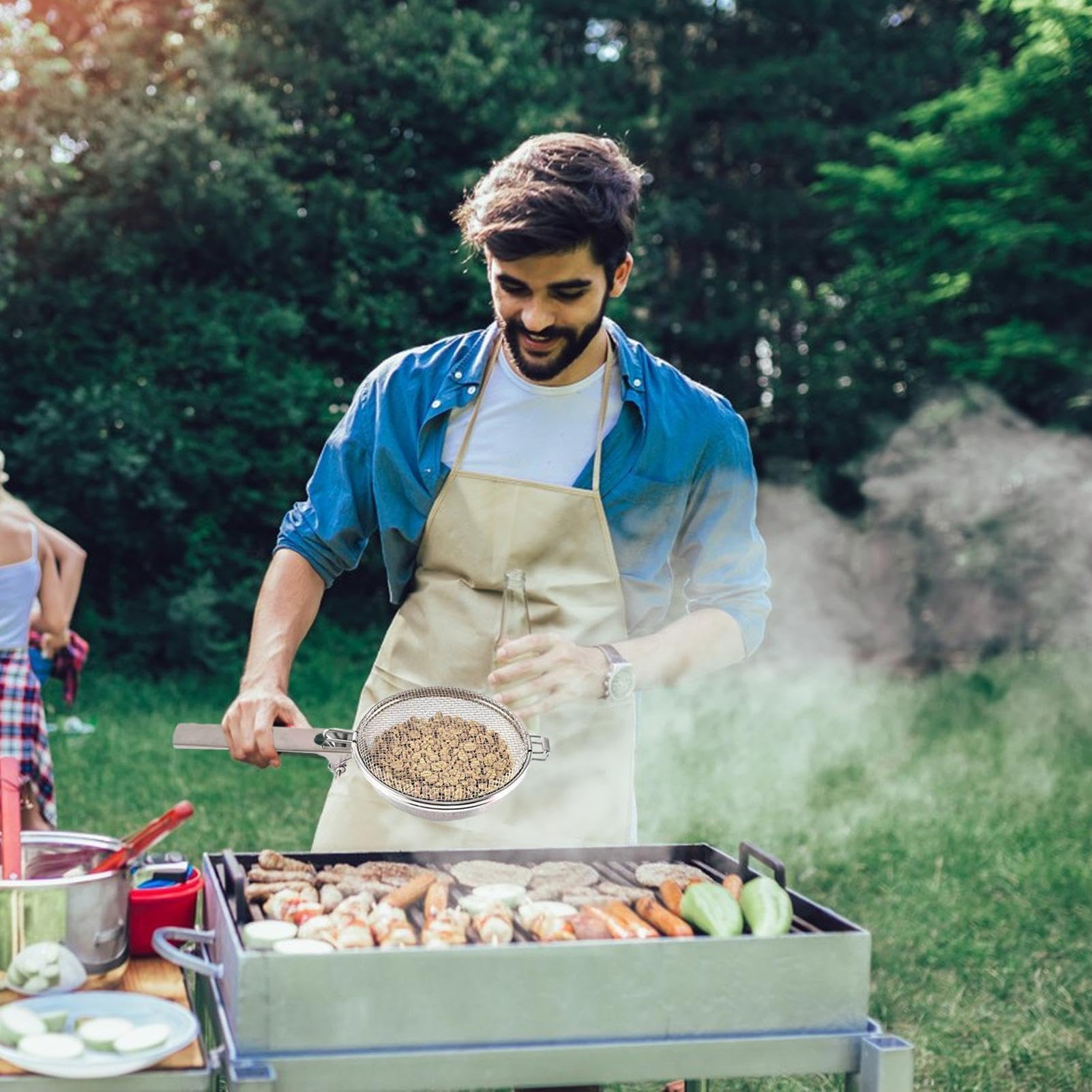 Kosz do grilla ze stali nierdzewnej, odporny na wysokie temperatury, filtr siatkowy do pieczenia ziaren kawy i grillowania na świeżym powietrzu, trwałe akcesoria do grilla ze stali nierdzewnej 304