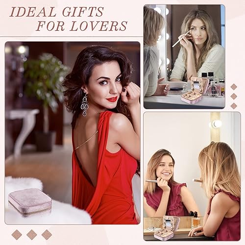 Miniatura 6 de Yinkin Joyero de viaje portátil de 6 piezas, caja de regalo de dama de honor, joyero de terciopelo, pequeño organizador de joyas de viaje, mini