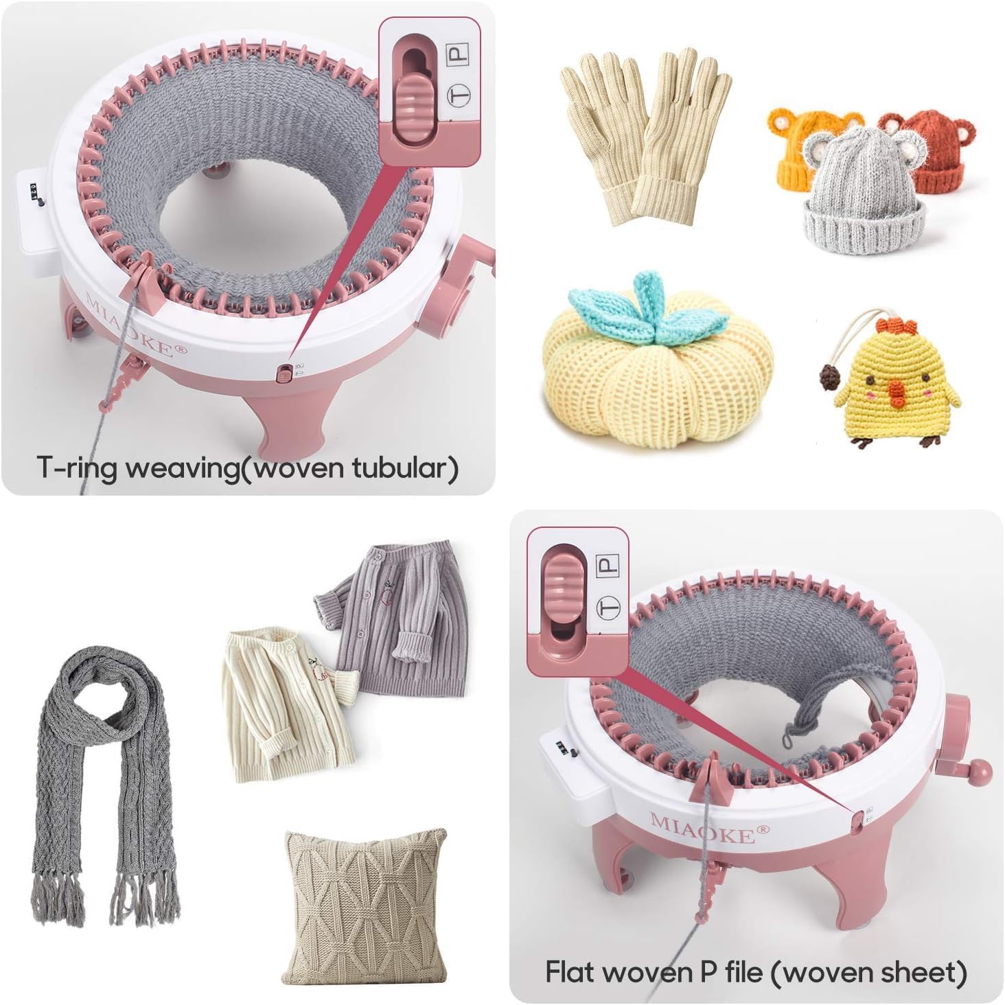 MIAOKE Knitting Machine, 48 Needles King Size Smart Weaving Loom Knitting Round Loom, Smart Knitting Board Rotating Double Knit Loom Machine, DIY Knitting Loom Machines Weaving Loom Kit for Adults