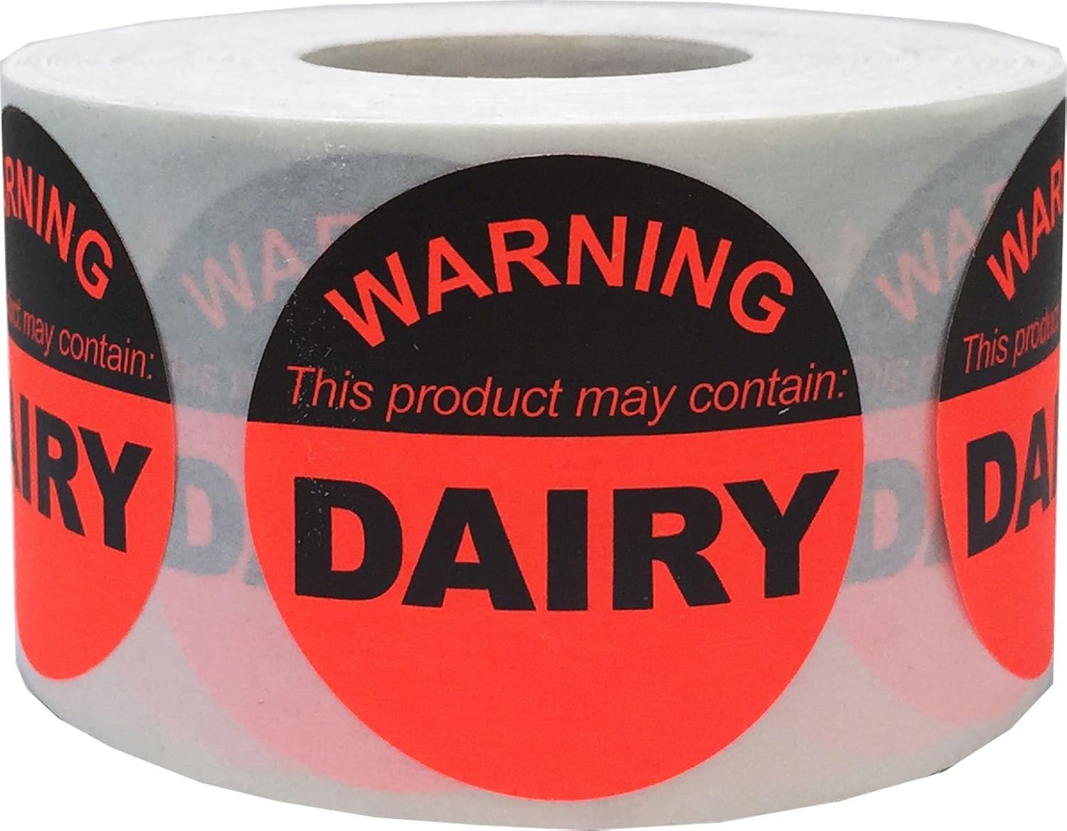 Food Allergy Warning Labels – This Product May Contain Fish, 1.5 Inch Round Adhesive Stickers, 500 Total Labels Per Roll for Restaurants, Catering, Food Packaging, and Retail – Made in the USA