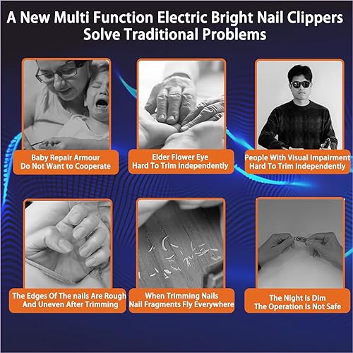 Miniatura 3 de Cortaúñas eléctrico automático 4 en 1 con almacenamiento integrado, luz LED, 2 velocidades, recortadora de uñas para bebéspersonas mayores, regalo