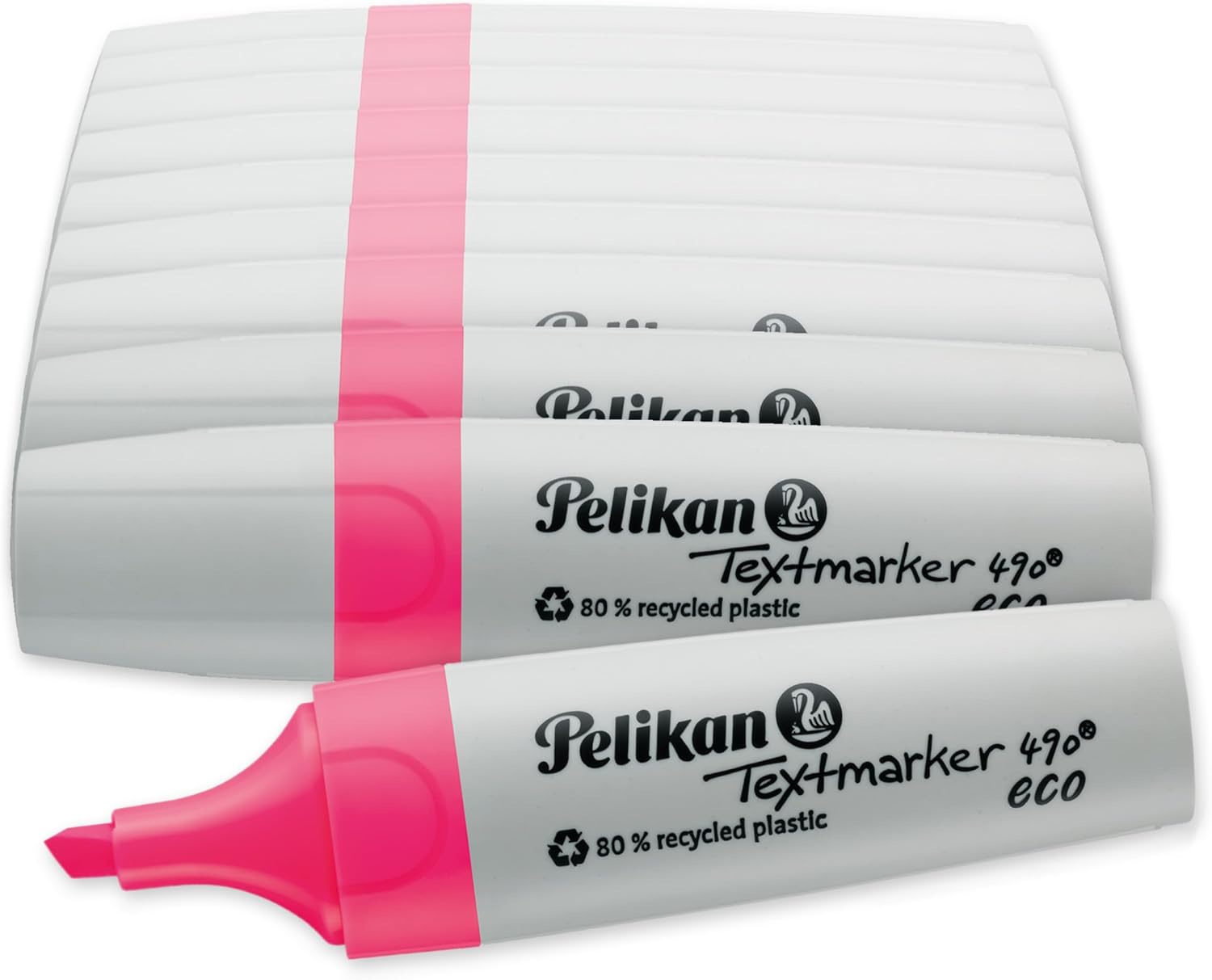 Pelikan Highlighters 490 eco Neon Pink, Pack of 10 in Folding Box
