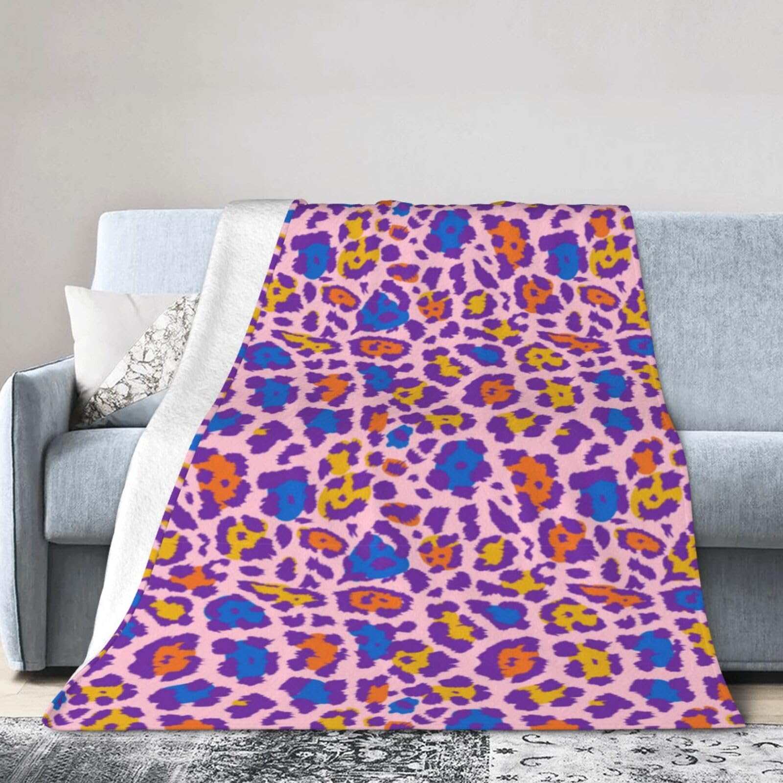 Noble Ren Neon Leopard Print Ultra-Soft Micro Fleece Blanket Winter Warm Soft Lannel Fleece Throw Blanket For Couch Sofa Bed 40"X30"