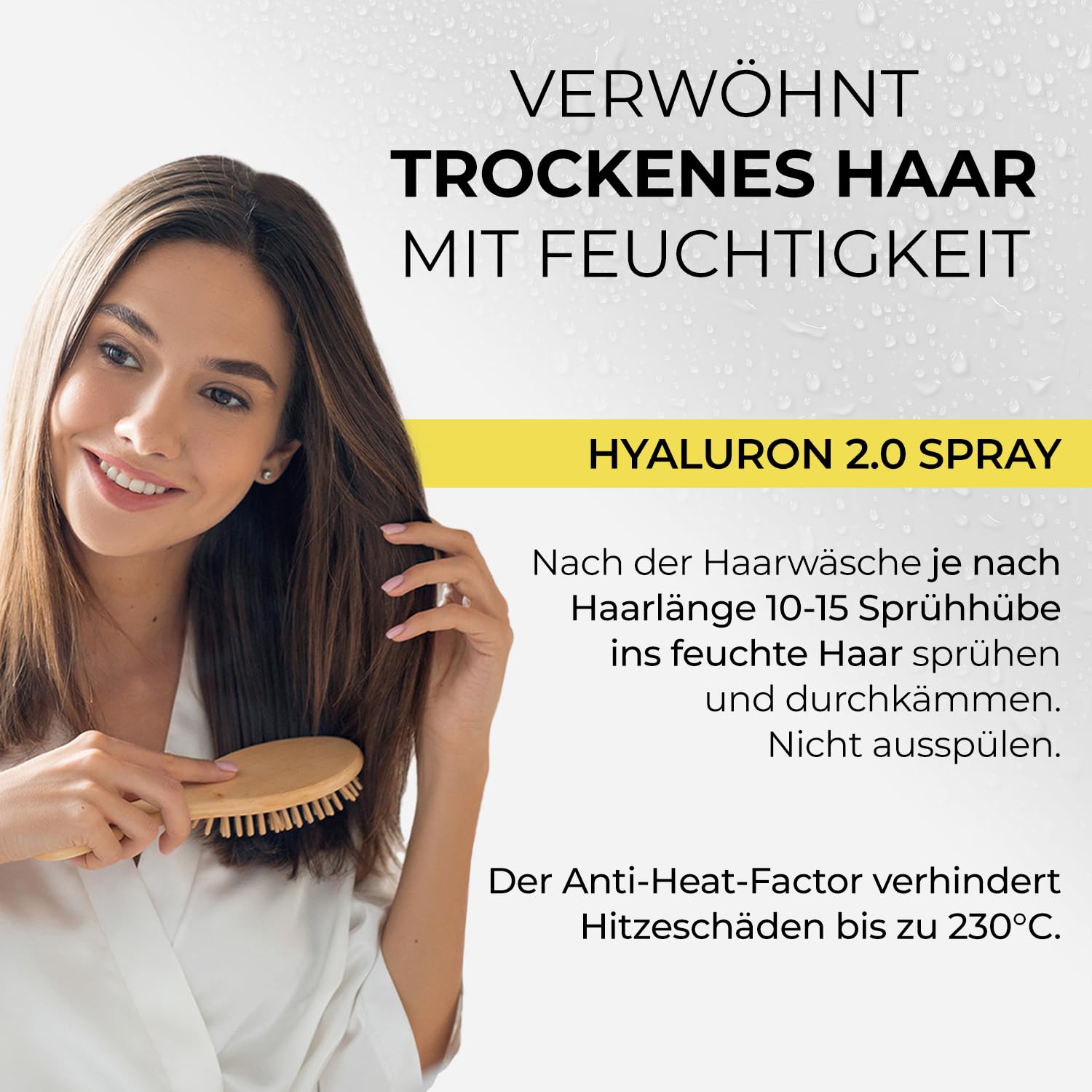 ALCINA Hyaluron 2.0 Spray (2 x 125 ml) - Spray für trockene & spröde Haare - für Glanz & Geschmeidigkeit - verhindert Hitzeschäden bis zu 230°C - Haarpflege mit Hyaluronsäure & Kaktusfeigenextrakt