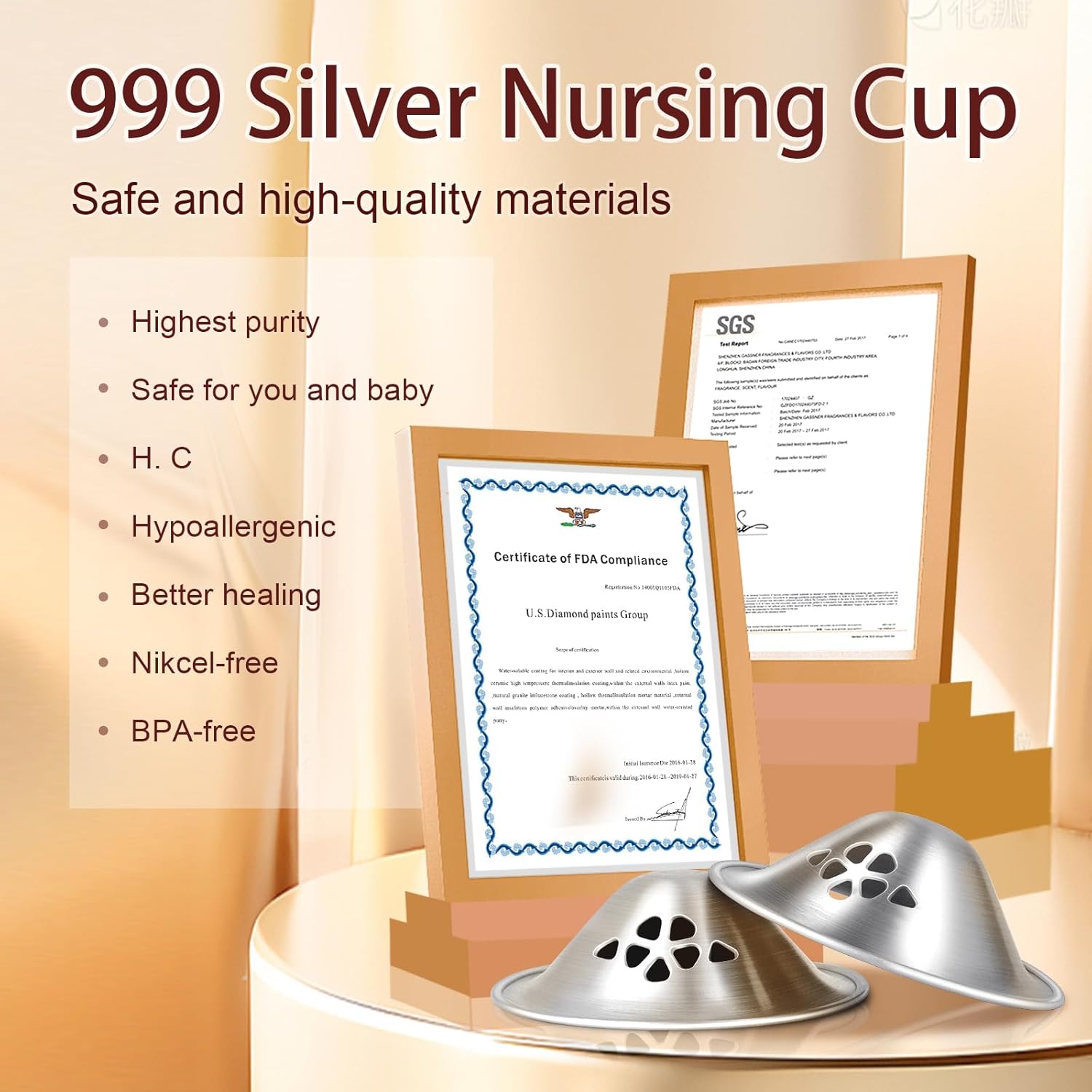 シルバー授乳カップ、オリジナル穴あき通気性デザイン、シルバー授乳カップ、シルバーニップルカバー、授乳用乳首シールド新生児-2025N