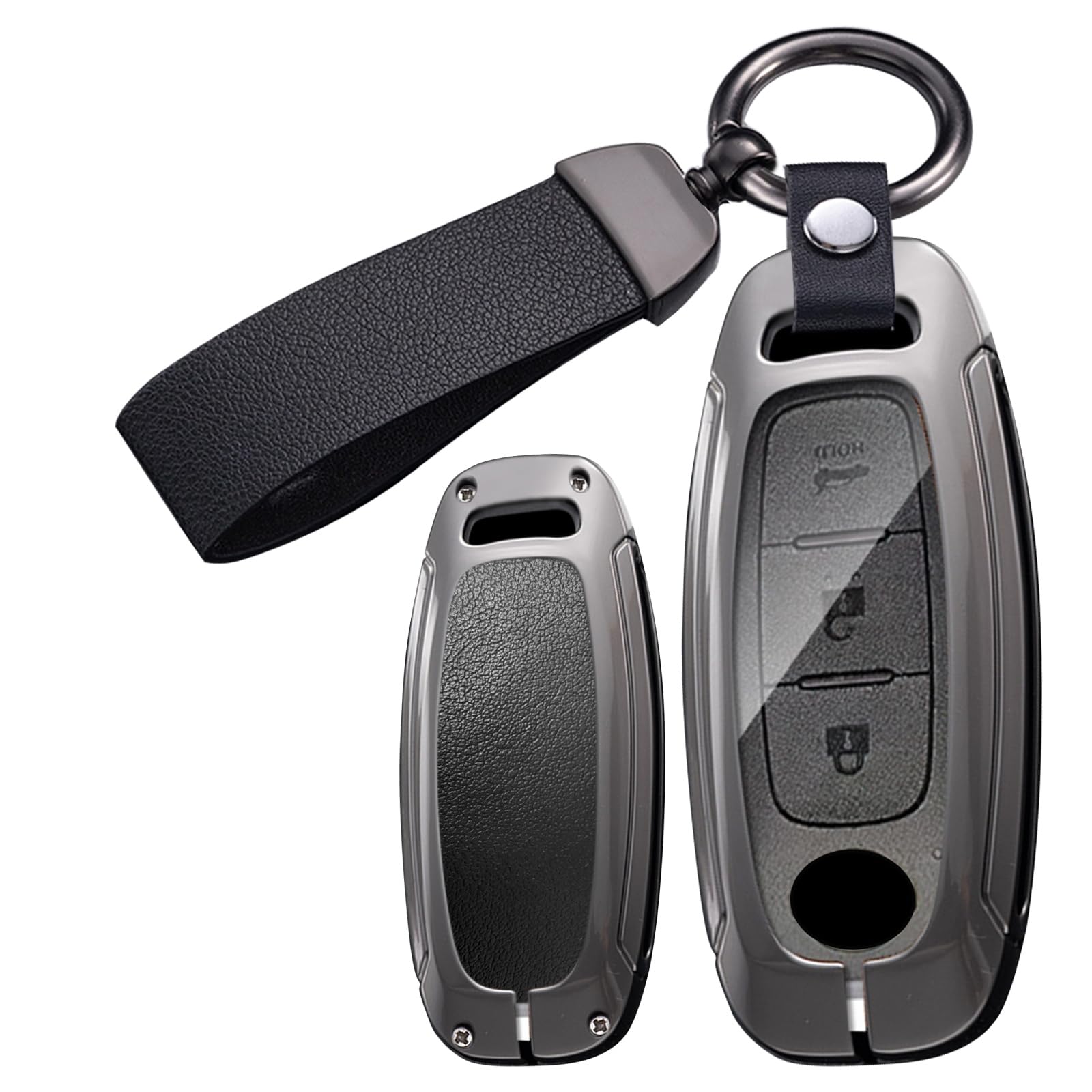 Ontto Metal And Leather Key Bag Fit For Nissan 2023-up Key Fob,Solid