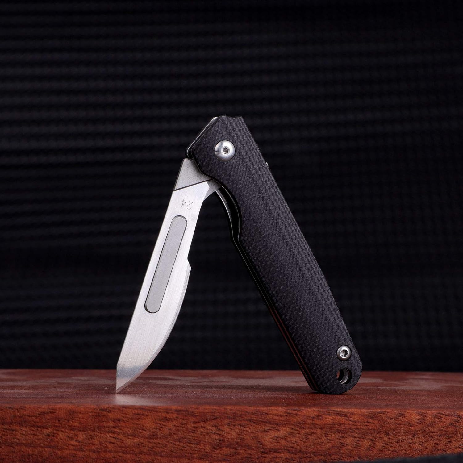 Samior S51 Small Slim Folding Pocket Flipper Scalpel Knife with 10pcs #24 Replaceable Blade, 2.9 inches G10 Handle with Liner Lock, Utility EDC Keychain Knives, 1.1oz (Black)