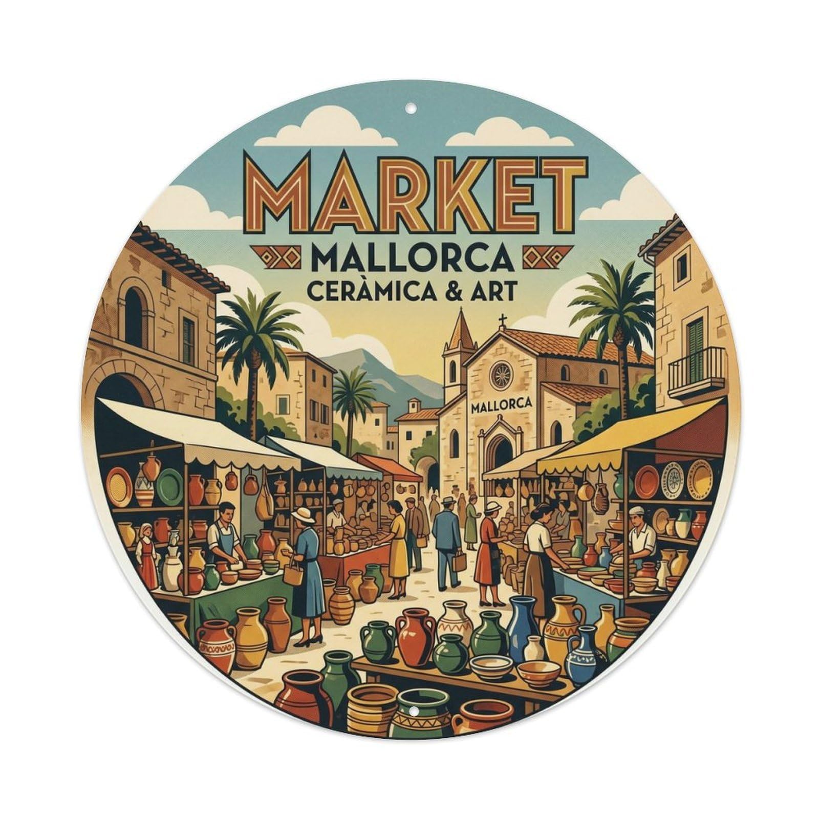 Mallorca Pottery Market Ceramic Craft Kiln Heritage Metal Tin Sign
