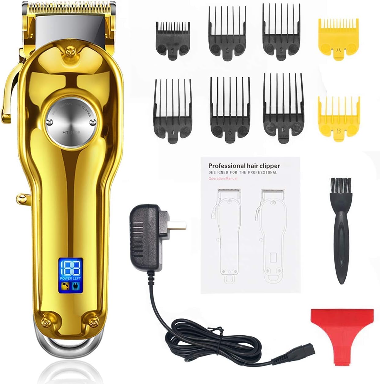 Gegong Haircut Set Hair Clippers&Hair Cutting Scissors Kit,Gold Cord Cordless Rechargeable Hair Trimmer Beard Trimmer Barber/Salon Thinning Shears Stainless Steel Kit with Comb and Case