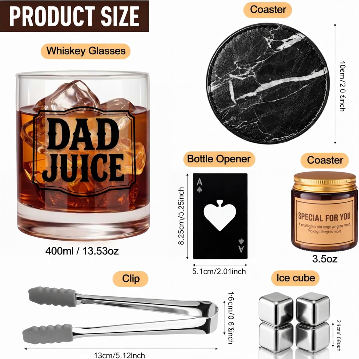 Twistover 10 Pcs Best Dad Gifts Set for Men Father's Day Grandpa Papa, Luxury Birthday Gift Set with Hooded Bathrobe, Whiskey Glass & Stones, Scented Candle, Men's Spa Kit