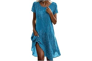 Polka Dot Dress for Women Boho Flowy Wrinkless Casual Dresses Vacation Tunic...