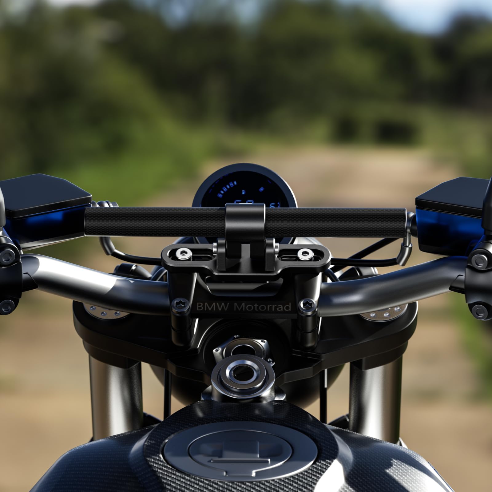 BRCOVAN Carbon Fiber Cross Bar for Motorcycle Front Fork Stem with Solid Aluminum Alloy Mounting Base, Adjustable Angle Design Handlebar Extender Extension, Length 240mm, Diameter 22mm