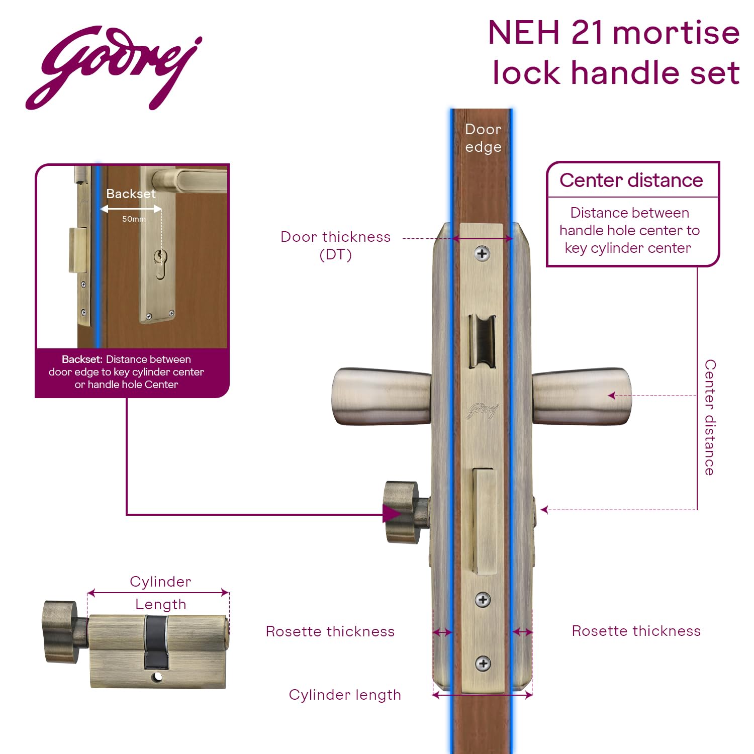 Godrej Mortise Lock - Antique Brass Security Lock -7 Godrej Mortise Lock - Antique Brass Security Lock -7
