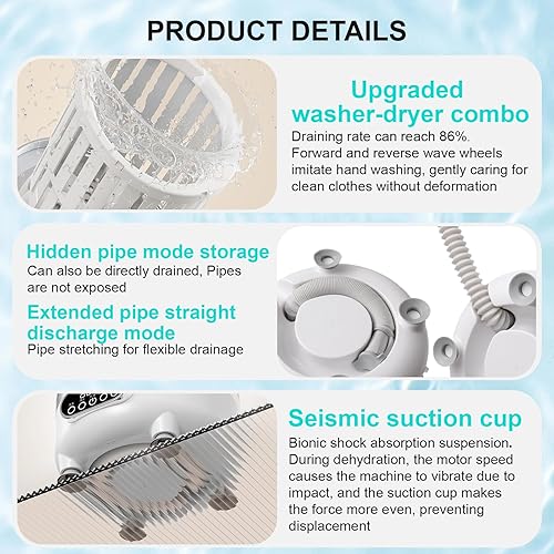 Miniatura 5 de Lavadora portátil, lavadora de ropa interior, lavadoras pequeñas, mini lavadora recargable inalámbrica, taza de lavandería para sujetador, ropa