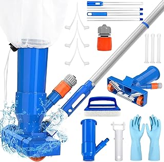 Aspiradoras de Mano, Aspirador de Piscina para Piscinas con 4 Postes de Aluminio Extraíbles, Kit de Mantenimiento de Piscinas con Aspirador para Piscinas, Fuente, Hidromasaje, Estanques