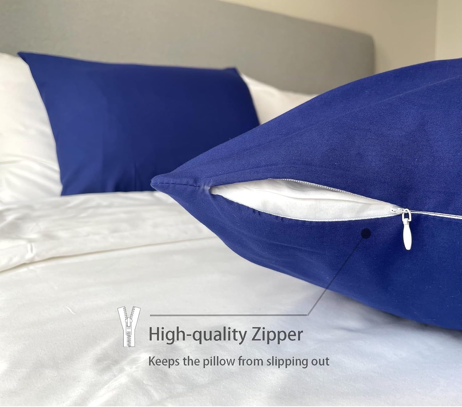 iMaylex 1800 Series Super Soft Brushed Microfiber Fabric Zipper Body Pillowcase, Luxury Cozy and Lightweight, Navy Blue, Body, 20x60 Inches image 4