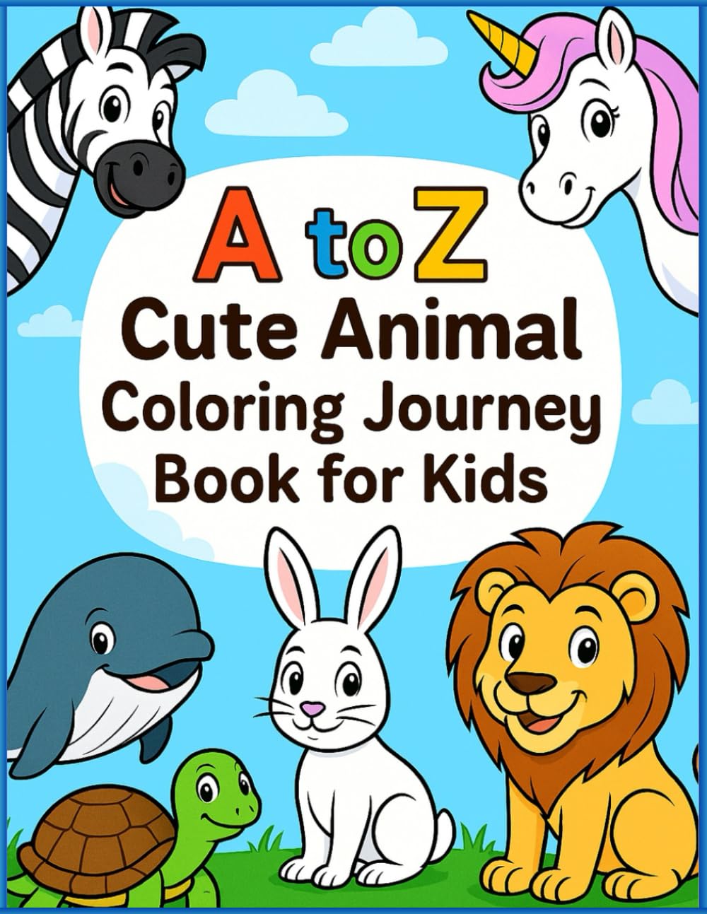 A to Z Cute Animal coloring Journey for Kids: Explore, Color, and Learn with 26 Adorable Animal coloring Book Adventure for Curious Kids
