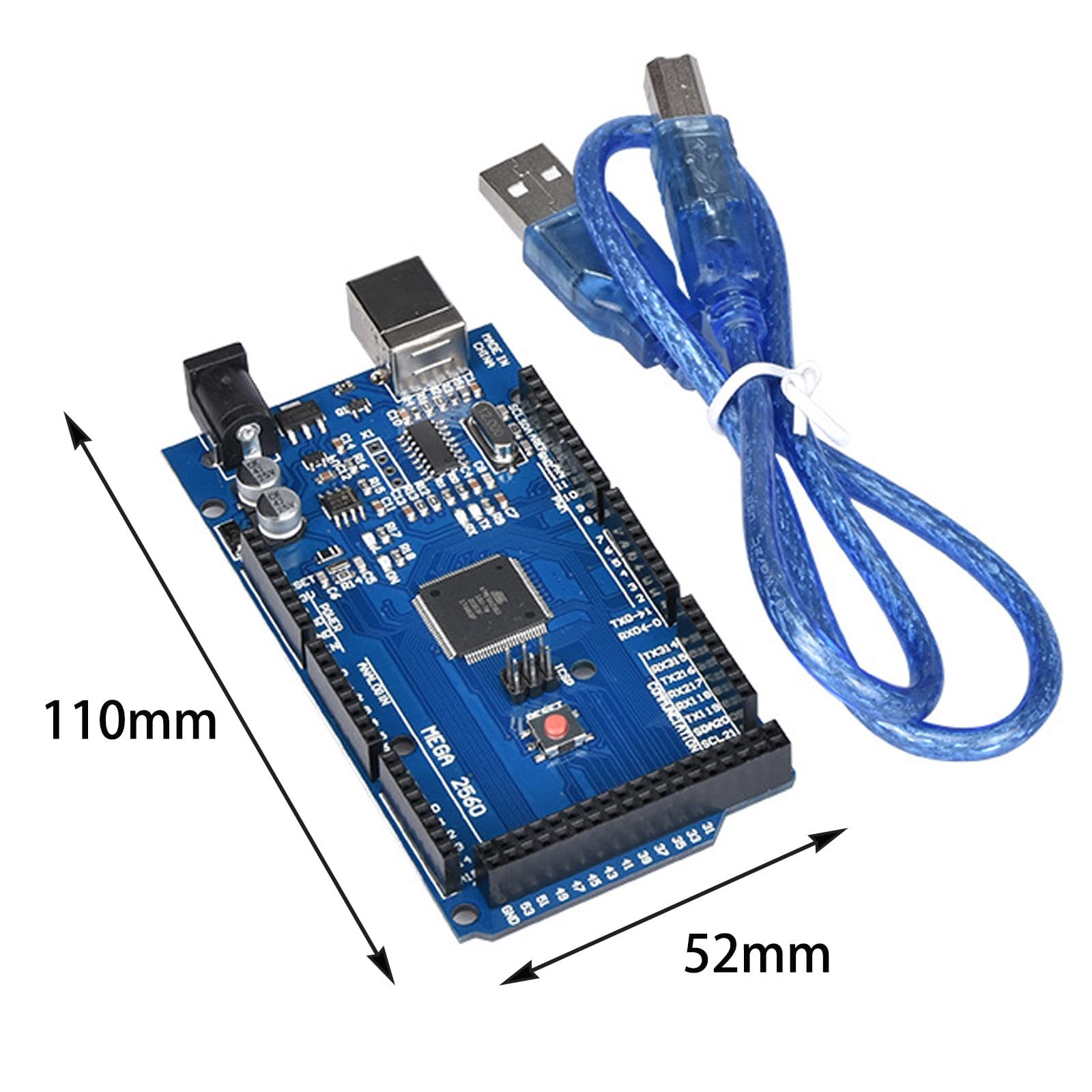 GERUI Scheda Mega-2560-R3, Scheda di Sviluppo Mega-2560 con Cavo USB Compatibile con modulo 2560 R3 Migliorato con Cavo Dati Alimentazione 6,5~12V Compatibile con Arduino IDE