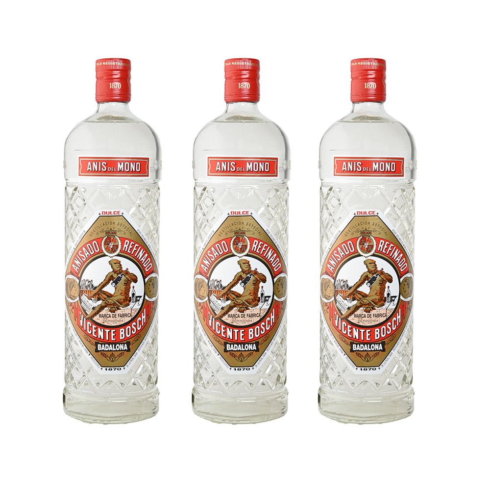 Vicente Bosch - Anis del Mono Dulce Süß, Anisado Refinado - Sparpaket (3 x 1 l)