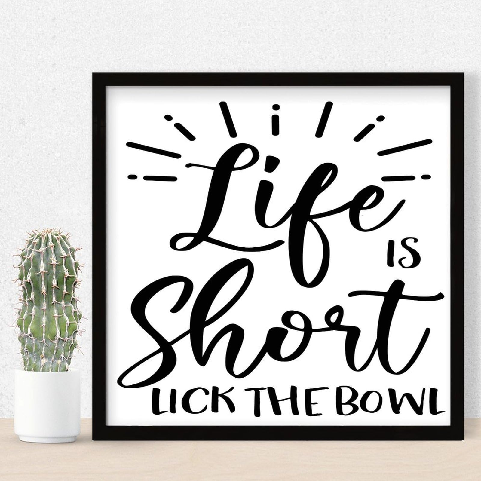 Panneau mural bois vieilli Lick The Bowl 30x30 cm pour deco