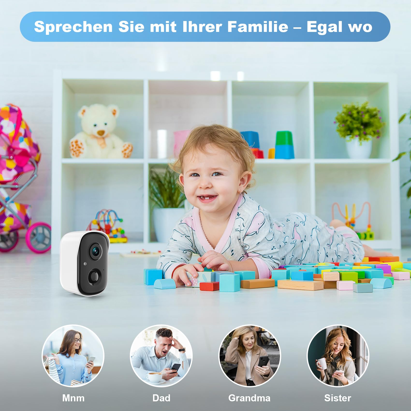 Überwachungskamera Außen–2K WLAN Kamera, Nachtsicht, kabellose Überwachungskamera Akku mit PIR-Bewegungserkennung, 2-Wege-Audio, IP65, Kompatibel mit Alexa/Google für Haus, Garten, Haustiere