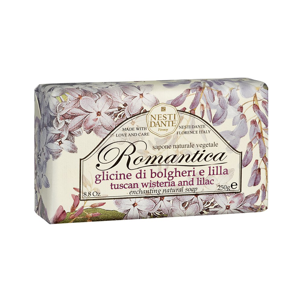 Nesti Dante Romantica italian bar soap, tuscan wisteria and lilac - enchanting, 250 Grams