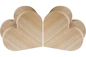 8 Inch 4 Pack Thick Wooden Heart for Crafts