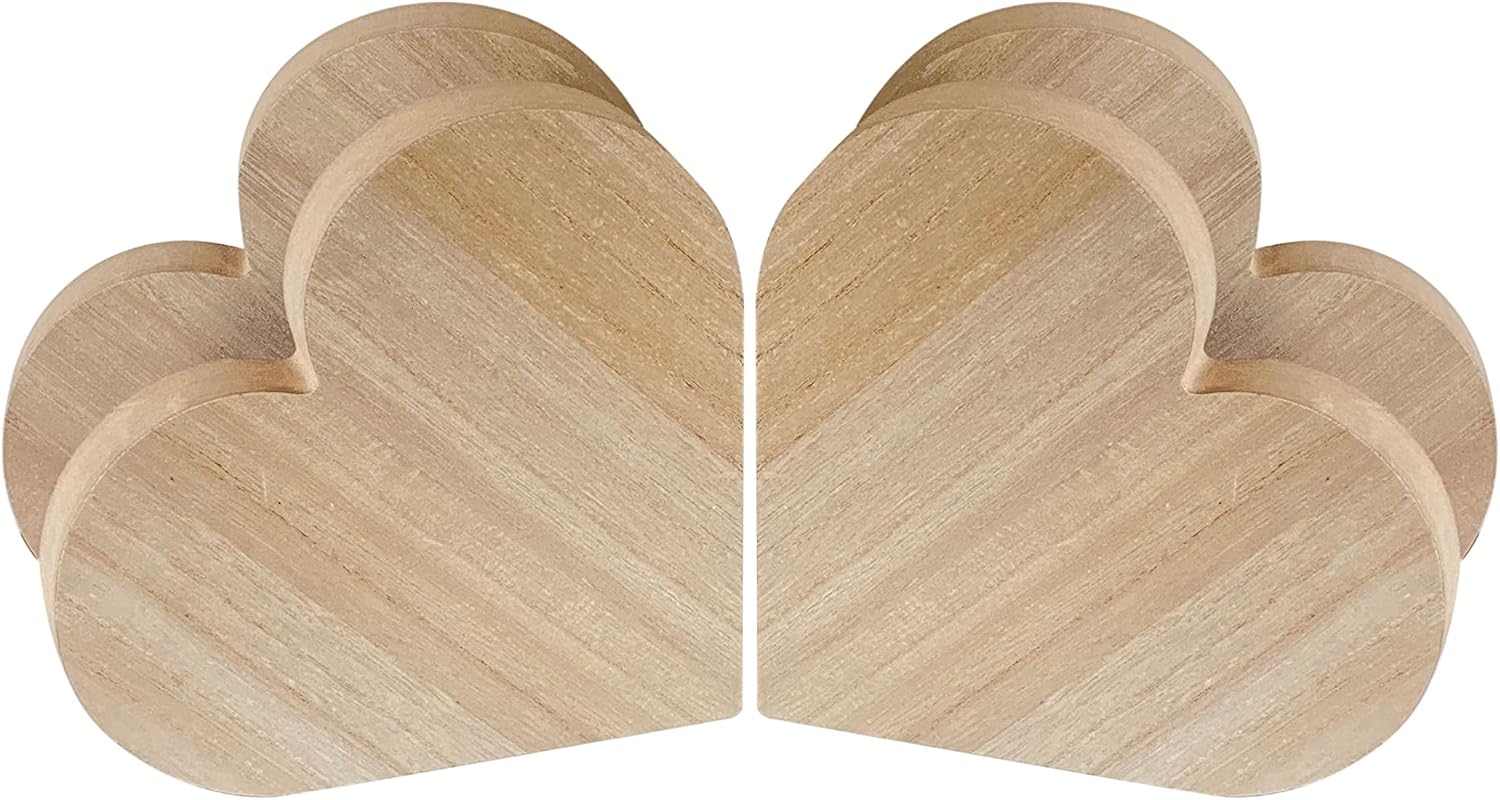 8 Inch 4 Pack Thick Wooden Heart for Crafts, Freestanding Wood Block Unfinished MDF Wood Heart Signs (8x8x1 in)