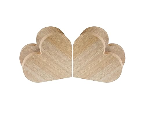 8 Inch 4 Pack Thick Wooden Heart for Crafts, Freestanding