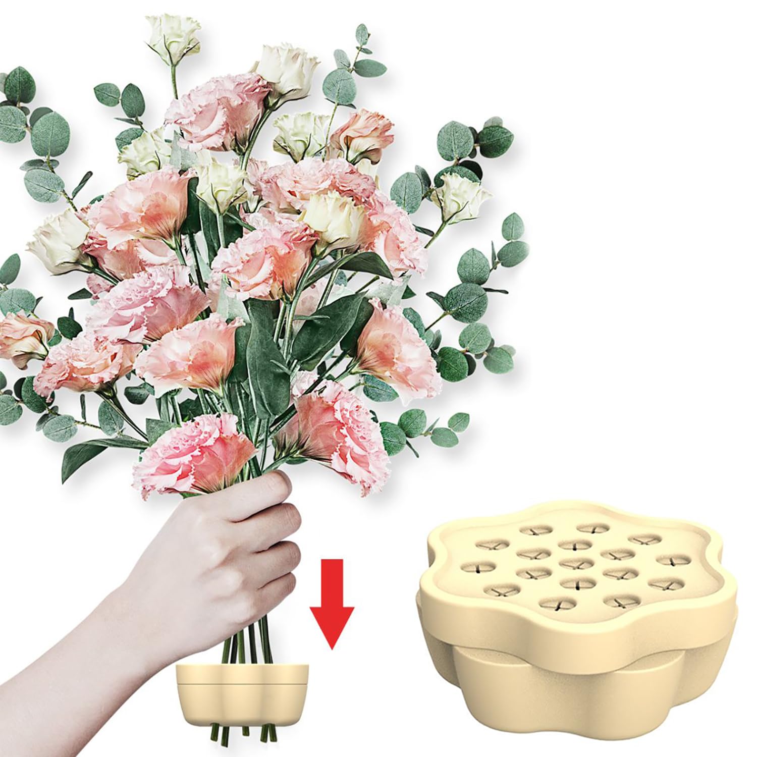 Supporto Spirale per Stelo Fiori - Set di 2, Giallo, Anello Porta Stelo a Spirale, Ideale per Creare Bellissimi Bouquet, per Divertirsi con Le Composizioni Floreali Sempre e Ovunque
