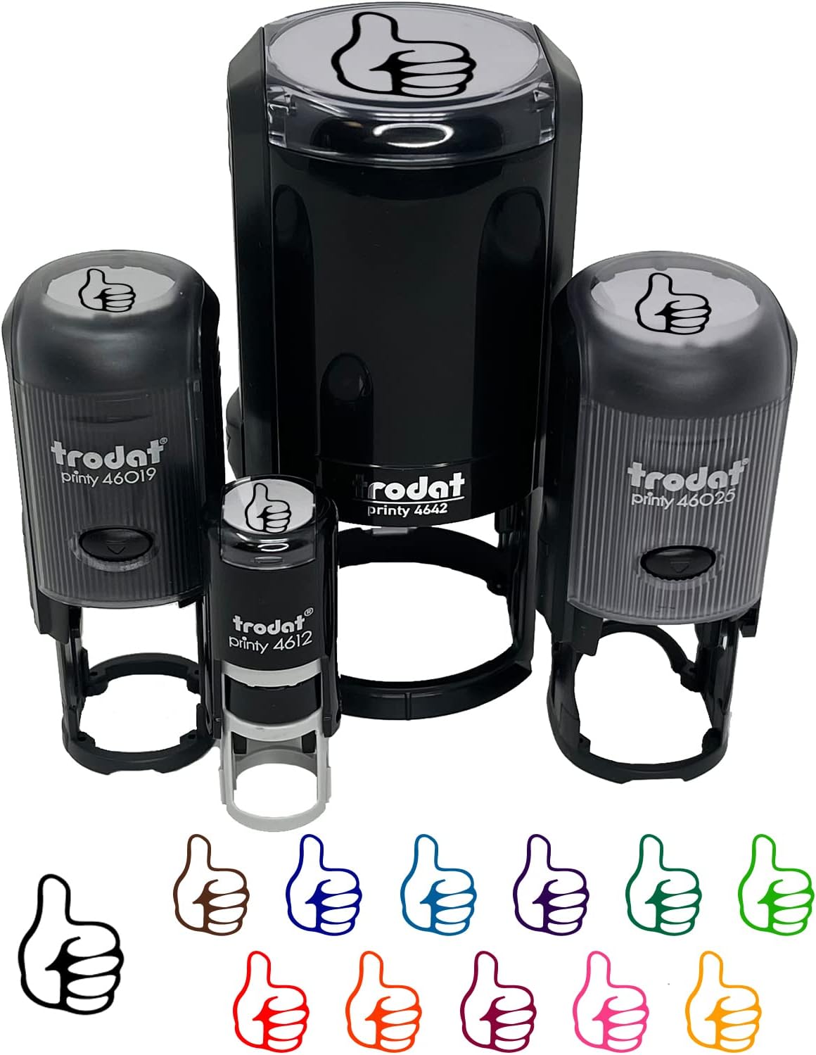 Thumbs Up Down Self-Inking Rubber Stamp Ink Stamper for Stamping Crafting Planners - 1-1/2 Inch Large - Black Ink