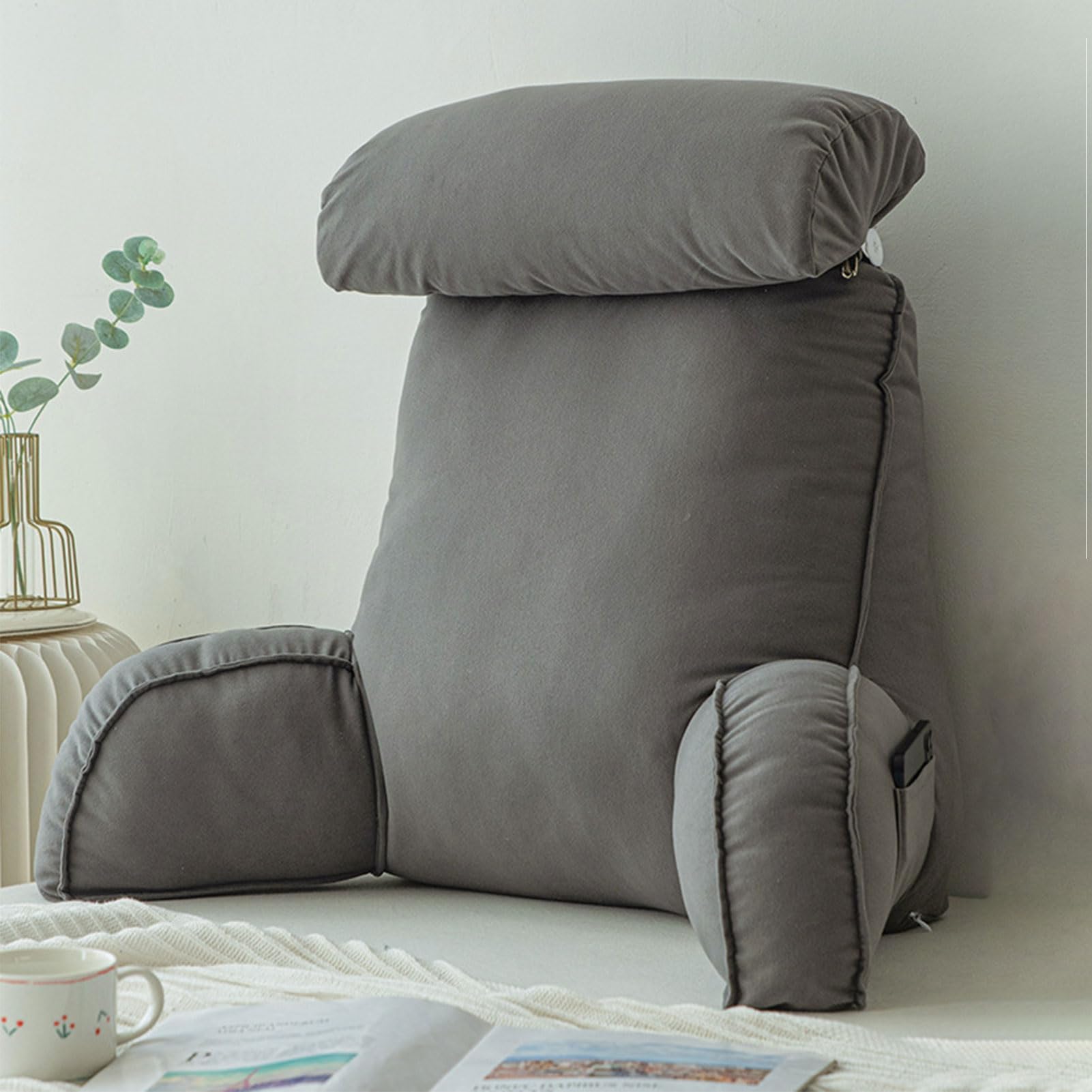 nviusdSJ Reading cushions, Relax Pillow - Arm Support Teens,and Kids For Bed Rest,Back,Pregnancy Lumbar & Head Neck Coccyx Lower Cushion(Premium Gray)