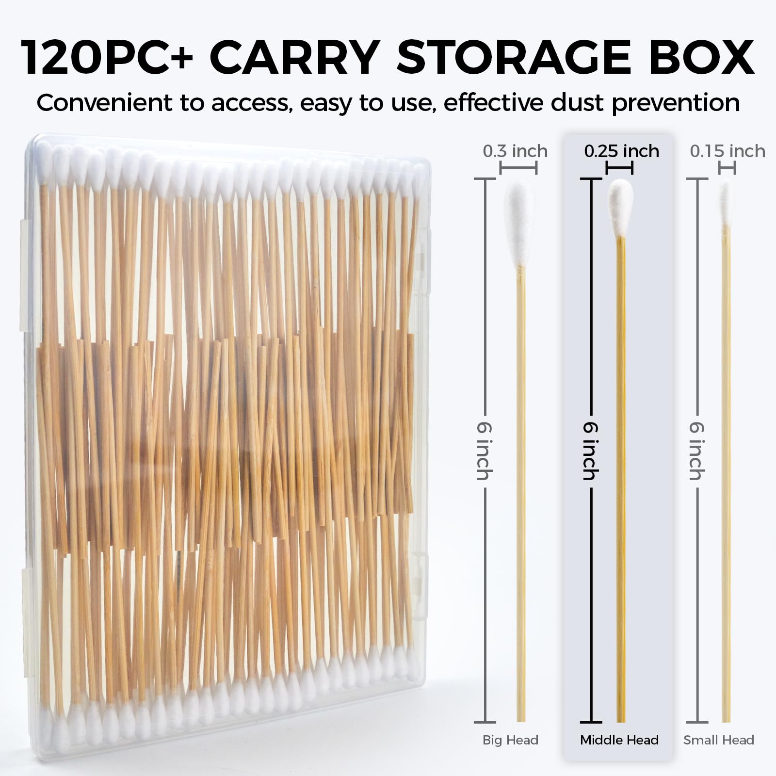 Accesfire 120PCS Long Cotton Swabs with Storage Box, 6 Inch Dog Ear Swabs - for Small and Medium Pet Ear Cleaning - Soft Cotton Tips, Gentle and Lint-Free, Specially Designed for Dogs (Medium) - image 6